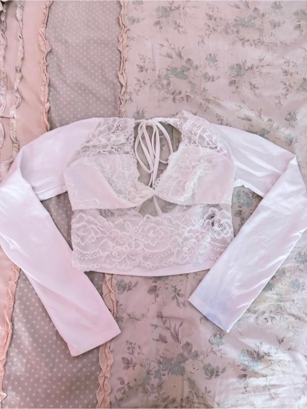 Lace Long Sleeve Crop Top